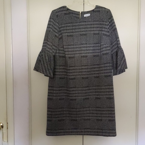 Calvin Klein Plus Size Plaid Bell-Sleeve Dress - Picture 5 of 13